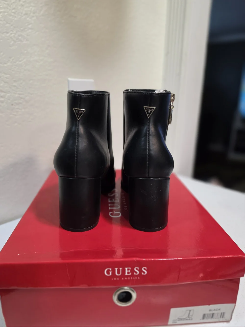 Only Used 1 Time....Guess Black Ankle Booties with Gold Zipper Detail